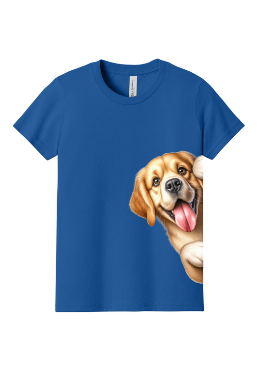 Peek-a-Boo Dogs Youth Tee – Blue | 15 Dog Breed Designs