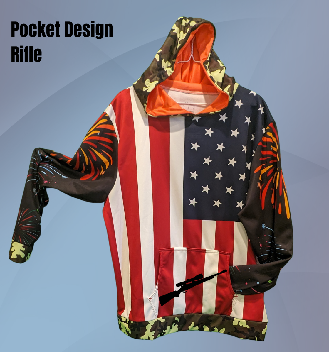 one-of-a-kind custom-designed american & camo sublimated hoodie